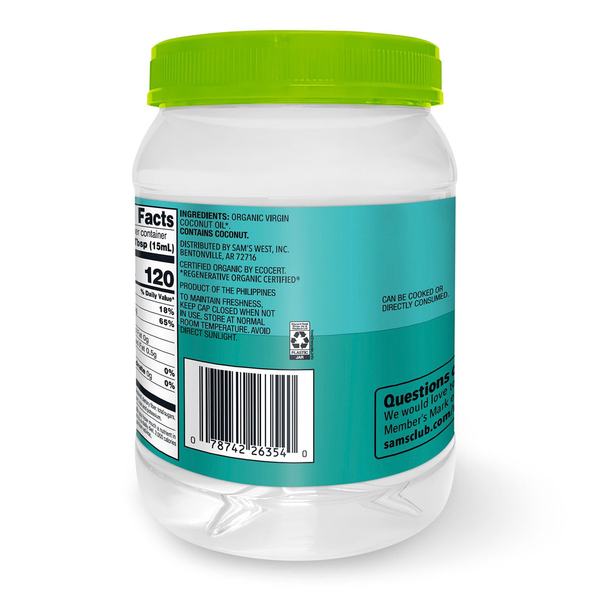 Member's Mark Organic Virgin Coconut Oil, 56oz.