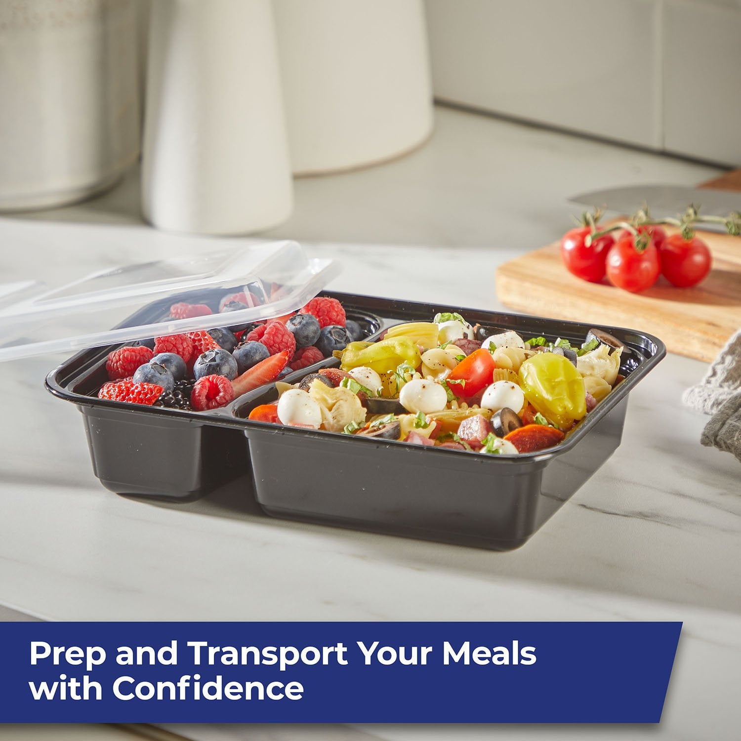 Hefty Food Storage Containers Two Compartment with Lids 32 fl. oz., 50 pcs