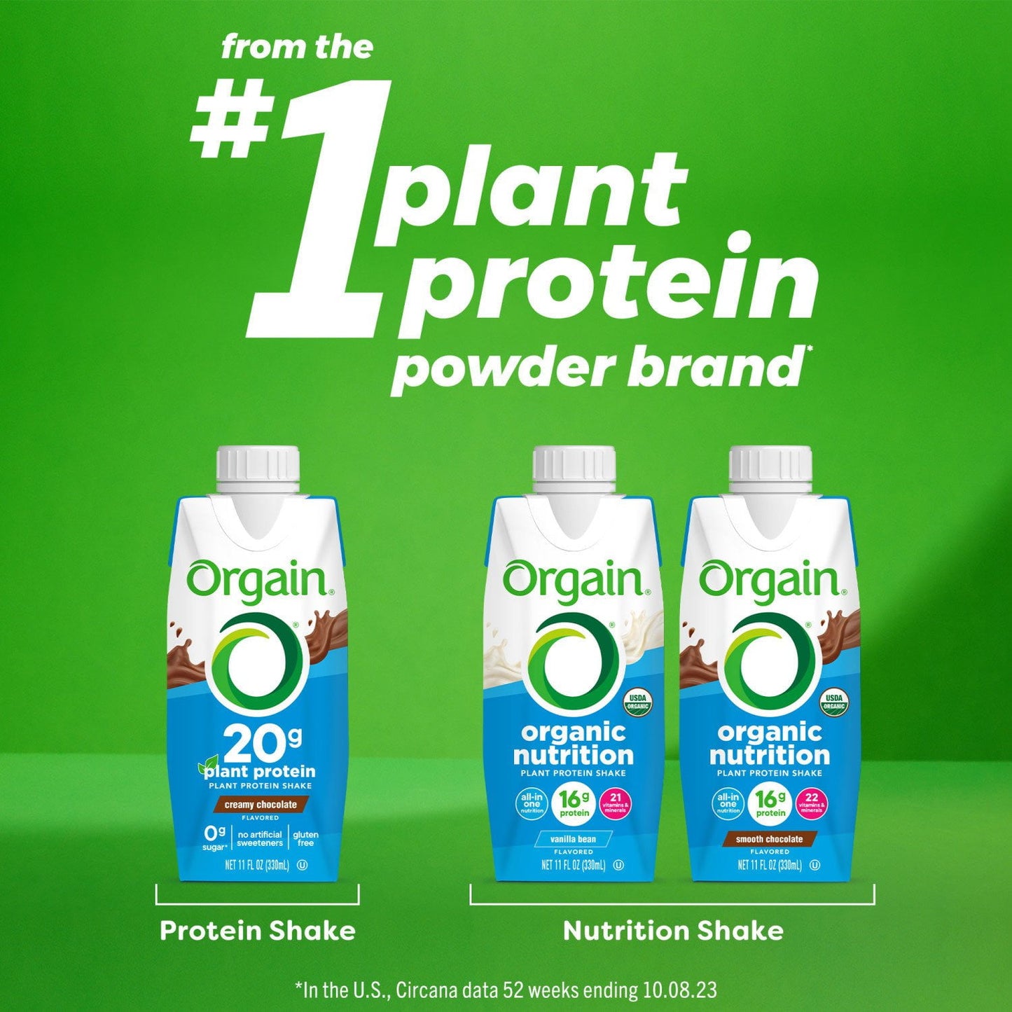 Orgain 20g Plant Based Protein Shake, Chocolate 11 fl. oz. 12 pk.