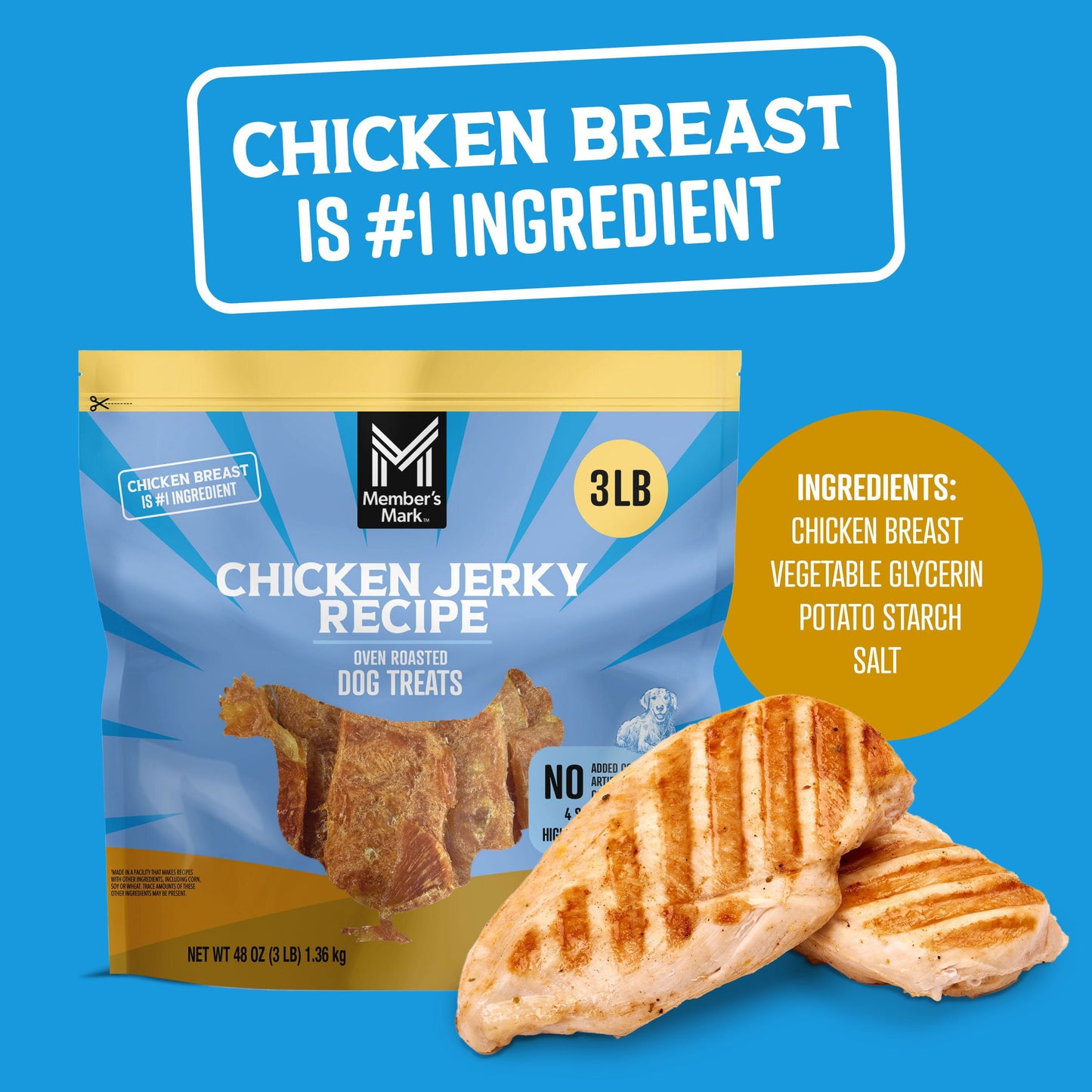 Member's Mark Chicken Jerky Recipe Dog Treats, 48 oz.