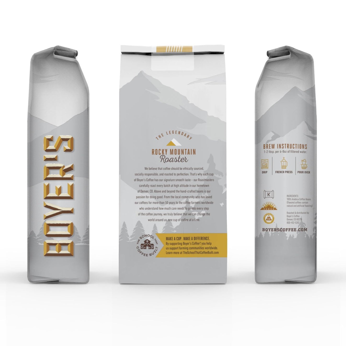 Boyer's Coffee Mountain Roast Decaf Dark Roast Whole Bean, 36 oz.