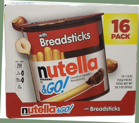 Nutella and Go Spread With Breadsticks, 1.8 Ounce (Pack of 16) - 4 SET