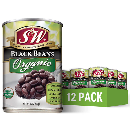 S&W - Organic Black Beans - 15 Oz. Can (Pack Of 12)