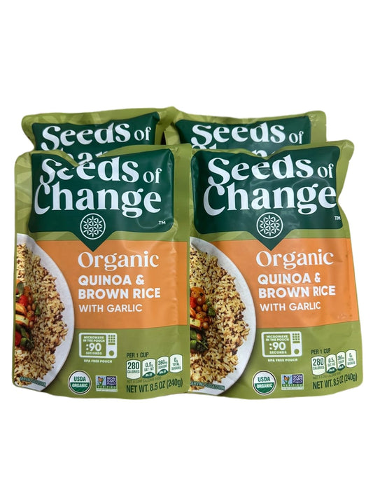 SEEDS OF CHANGE Organic Quinoa and Brown Rice with Garlic, 8.5-Ounce, 4 Count