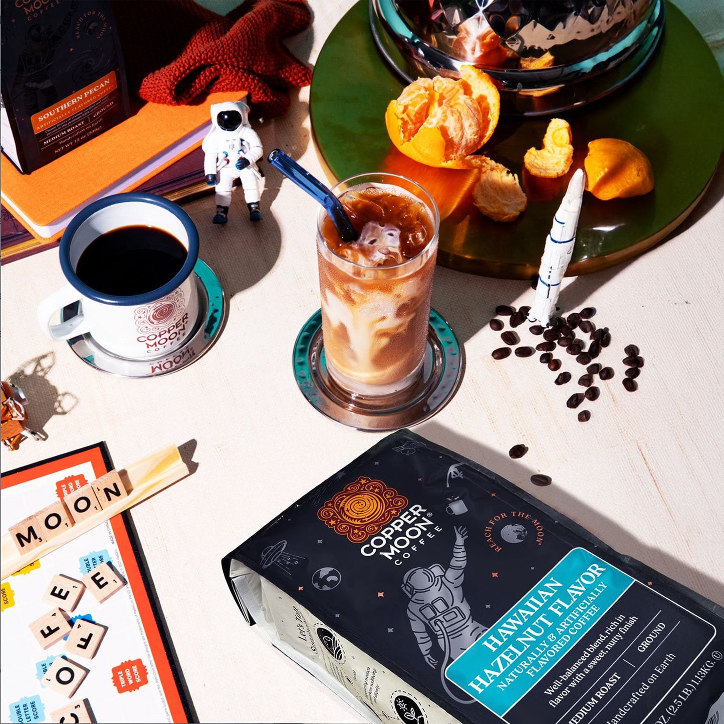 Copper Moon Coffee Medium Roast Ground Coffee, Hawaiian Hazelnut, 40 oz.