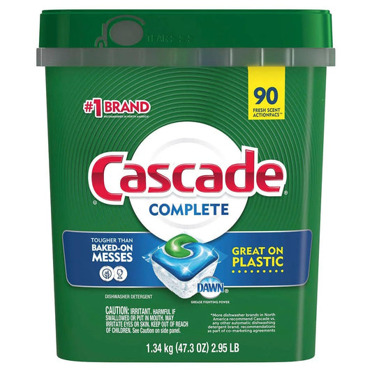 Cascade ActionPacs Dishwasher Detergent (Complete 90 Count), (Pack of 1), White