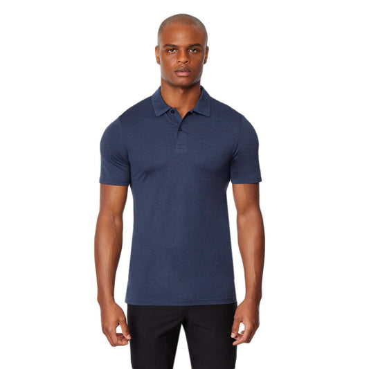 32 Degrees Mens Wicking Golf Performance Polo Shirt, Navy Heather., Large