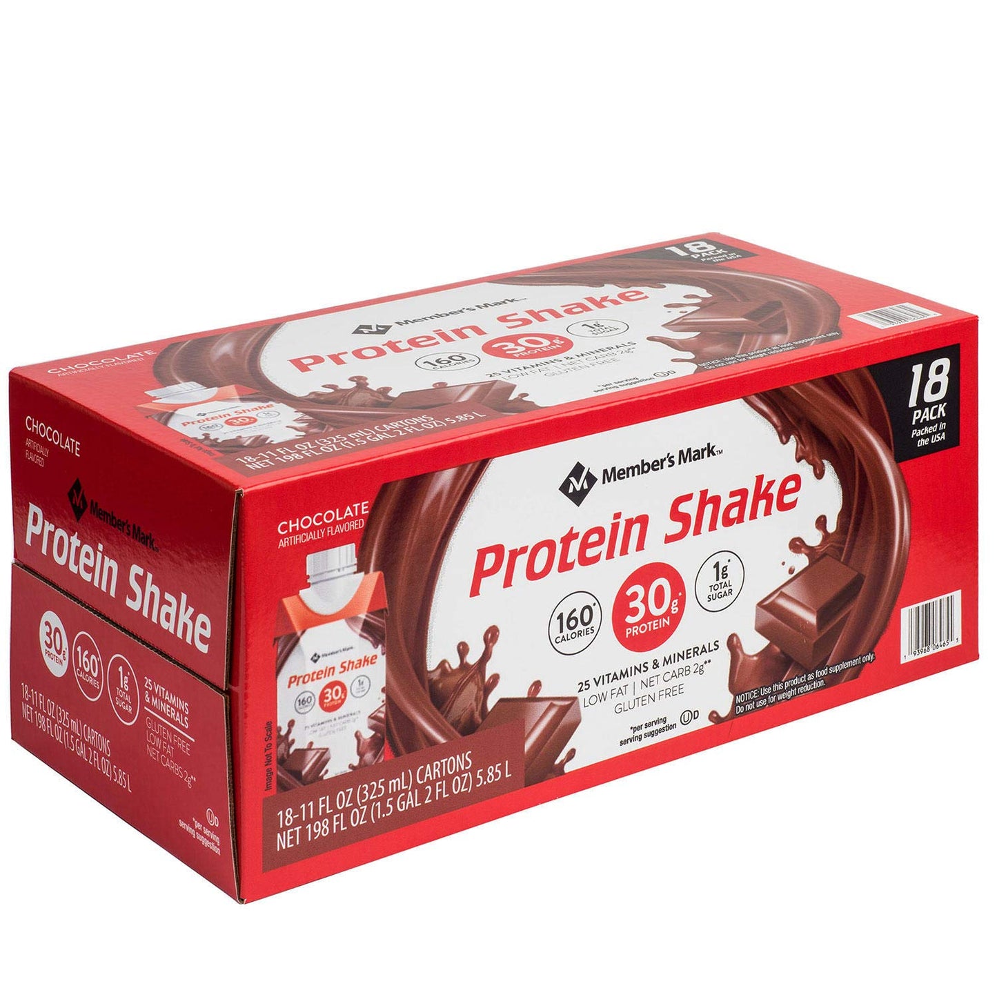 Member's Mark High Protein Chocolate Shake (11 Fl. Oz., 18 Pk.) Net 198 Fl Oz,, 198 Oz ()
