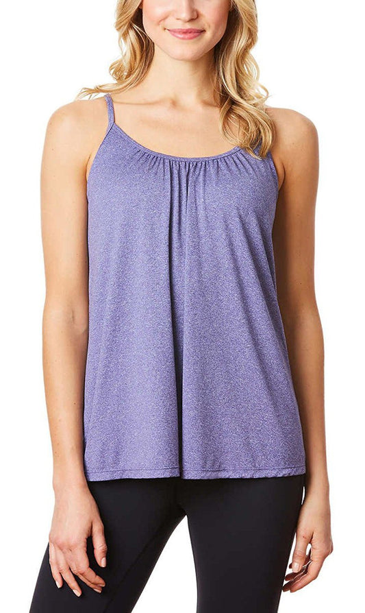 Women's Cool Comfort Easy Wear Camisole with Built In Bra (S, Heather Deep Purple)