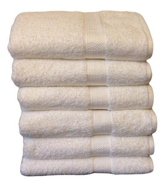 Grandeur Hospitality Bath Towels. 6 Pack. 30inx52in, 100% Cotton, White