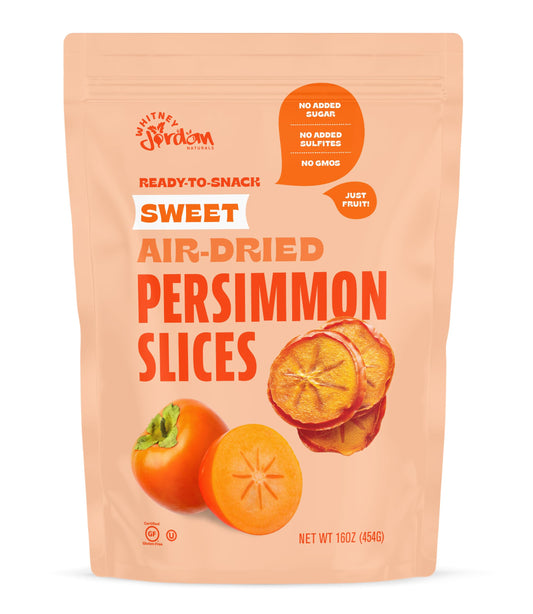 Whitney Jordan Naturals, Sweet Air-Dried Persimmon Slices - Ready to Snack, No Added Sugar, Non-GMO, Vitamin-Packed Fruit, Healthy On-the-Go Snack, 16 Ounce Bag