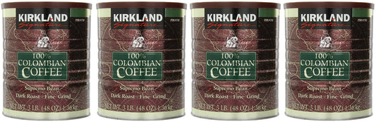 Kirkland Signature, Colombian ncZFD Coffee Supremo Bean 3 Pounds (Pack of 4)