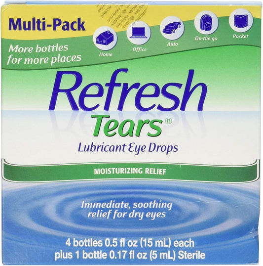 Refresh Tears Eye Drop Lubricant 4 x 15ml Bottles + 1 Bonus 5ml Bottle