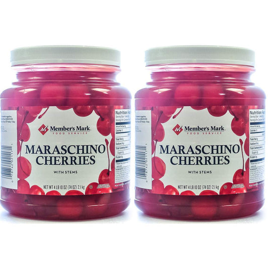 Maraschino Cherries with Stems, 74 Ounce Jar (Pack of 2, Total of 148 Oz)