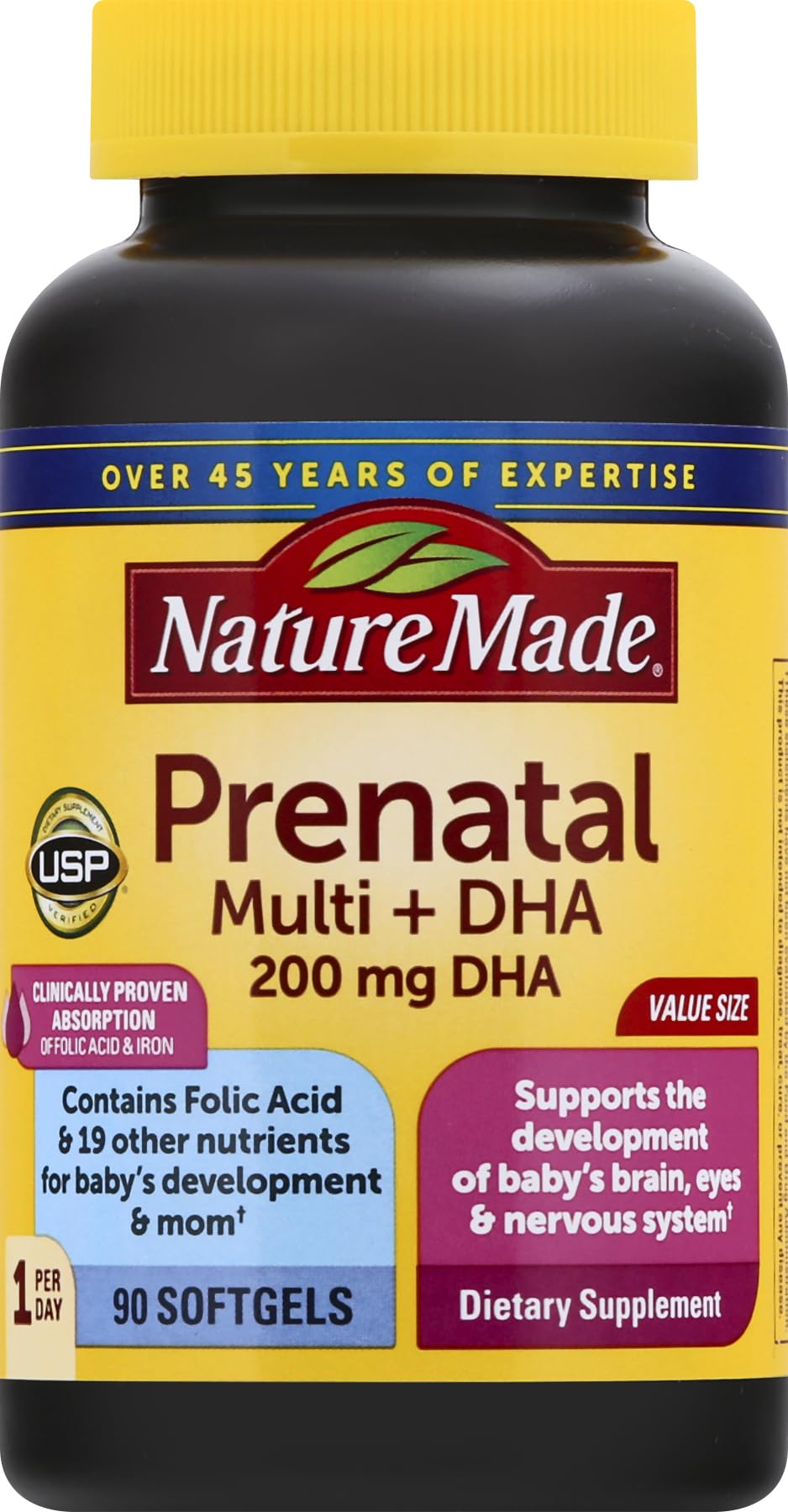 Prenatal Vitamin + DHA Softgel with Folic Acid, Iodine and Zinc, 90 Count