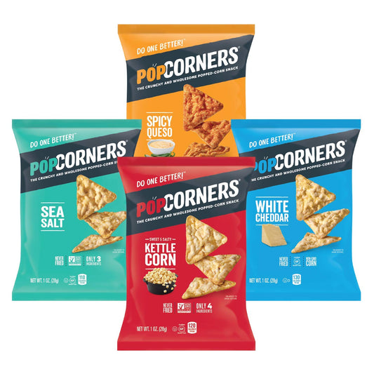 PopCorners Snacks Variety Pack | Gluten Free Chips | (24 Pack, 4 Flavor, 1 oz Snack Bags)