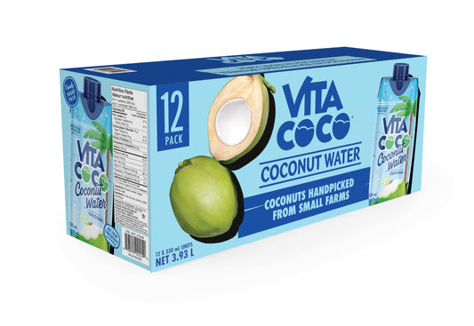 Vita Coco Coconut Water, Pure - Naturally Hydrating Electrolyte Drink - Smart Alternative to Coffee, Soda, and Sports Drinks - Gluten Free - 11.1 Ounce (FridgePack of 12)