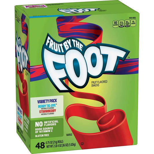 Fruit by the Foot, Variety Pack (0.75 Ounce, 48 Pack) Berry Tie-Dye, Strawberry