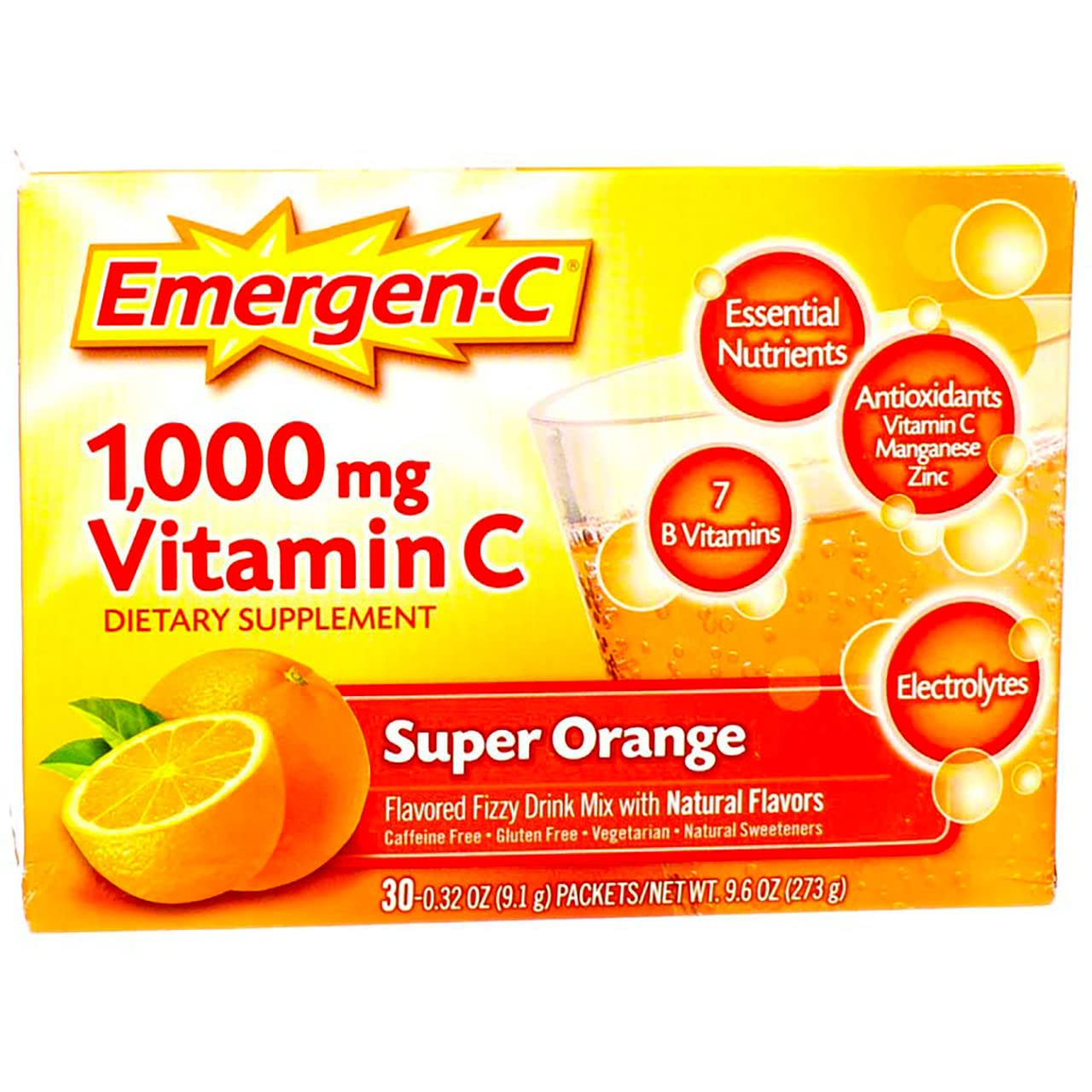 Emergen-C, Super Orange, 30 pkt, Pack of 2