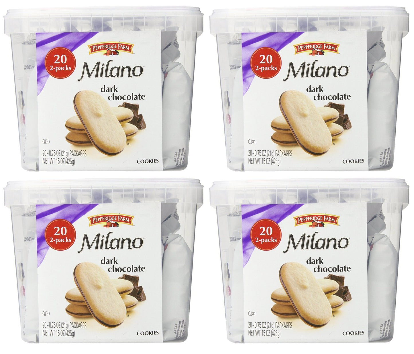 Pepperidge Farm Milano Double Chocolate Cookies, 4Pack of 15 Ounce