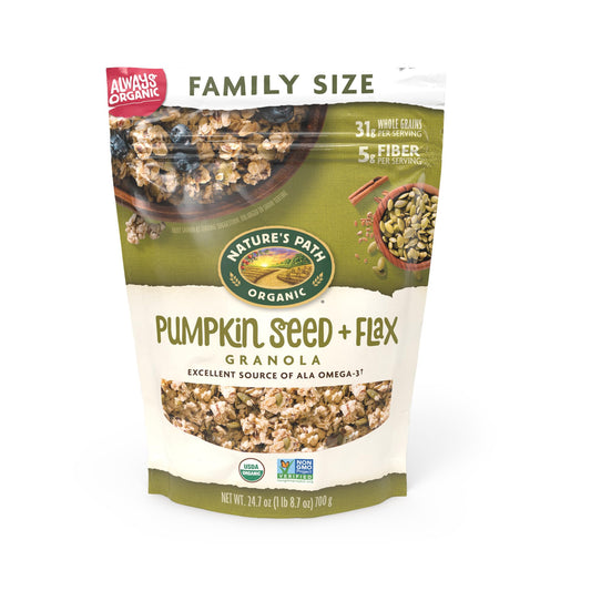 Nature's Path Organic Pumpkin Seed + Flax Granola, 24.7 oz (Pack of 6), Value Size, Non-GMO