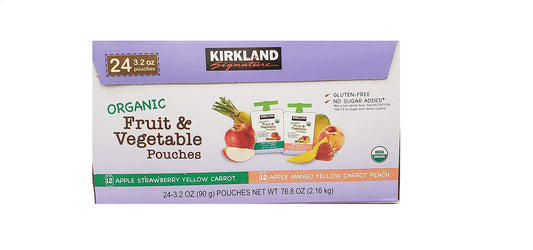 Kirkland Signature Organic Fruit & Vegetable Pouches, 3.2 Ounce (Pack of 24) - Packaging May Vary