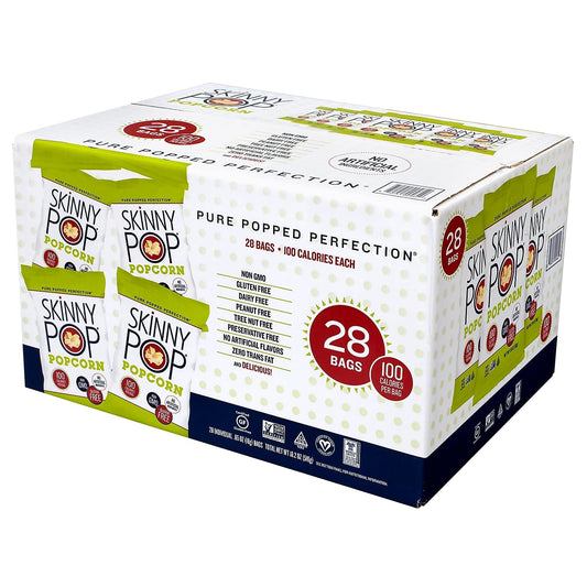 Skinny Pop Popcorn, 0.65 oz, 28-count
