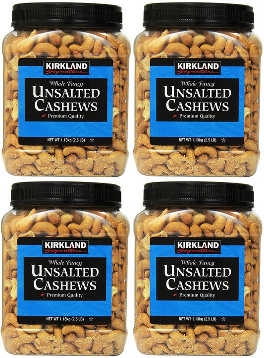 Kirkland Signature Unsalted Cashews, 2.5 Pound (4 Pack)
