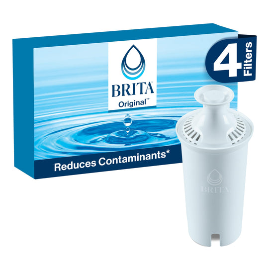 Brita Standard Water Filter for Pitchers and Dispensers, BPA-Free, Reduces Copper, Cadmium and Mercury Impurities, Lasts Two Months or 40 Gallons, Includes 4 Filters for Pitchers