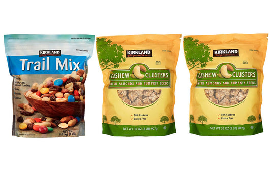 Kirkland Signature Trial Mix and Cashew Cluster Bundle - Includes Kirkland Signature Trial Mix (4.0 LB) and Two Cashew Cluster (2 LB Each)