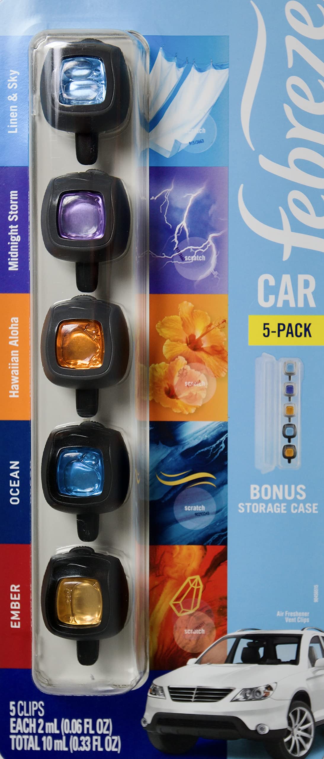 Febreze Mixed Scents Air Freshener, 5 Car Vent Clips, 5 Count (Pack of 1)