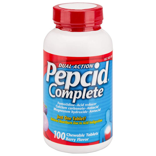 Pepcid Complete Dual Action Chewable Tablets Berry Flavor (100 Count) (4 Pack)