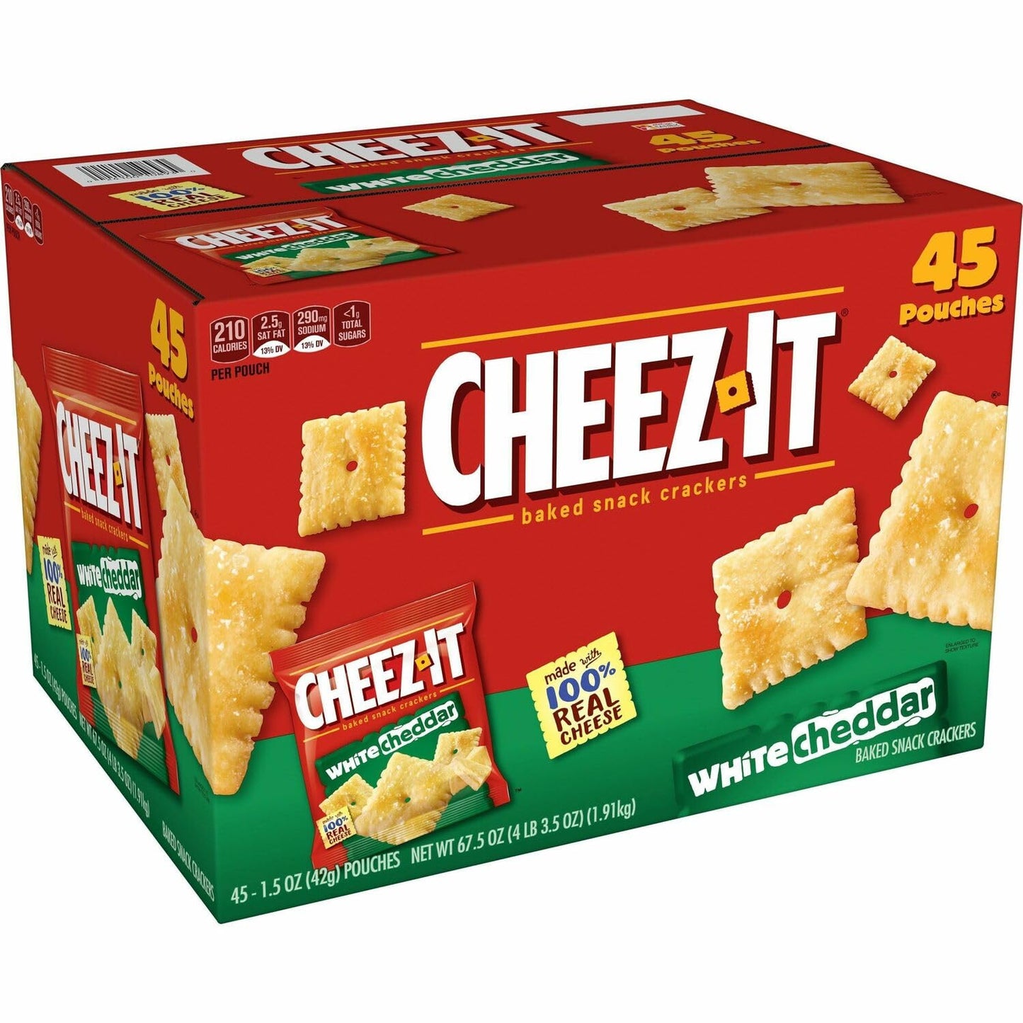 Sunshine 10892 Cheez-it Crackers, 1.5 oz Bag, White Cheddar, 45/Carton