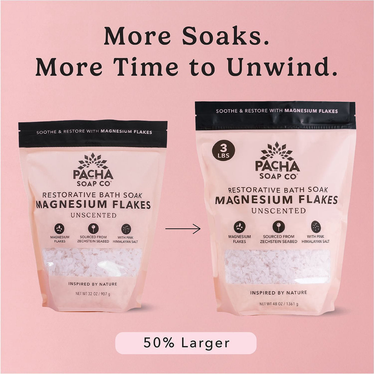 Pacha Soap Co, Pink Himalayan Magnesium, Salt Soak, 48 oz.