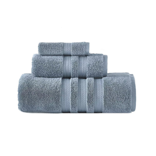 Member Mark 100% Cotton Hotel Premier Collection Luxury Bath Towel Bundle (Assorted Colors) (Blue Crest, 3-Piece Set)