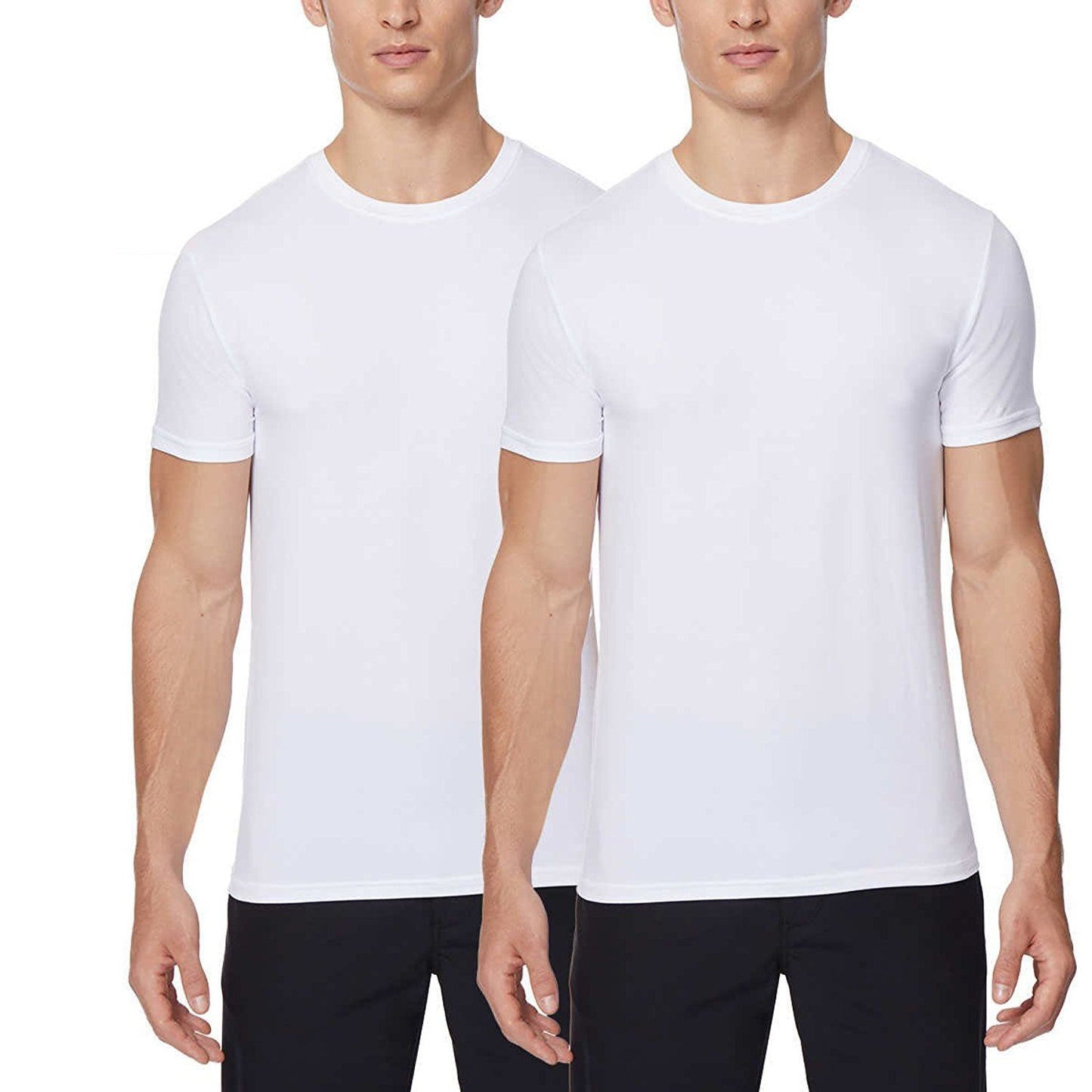 32 Degrees Cool Mens 2 Pack Short Sleeve Crew Neck, White/White-XX-Large