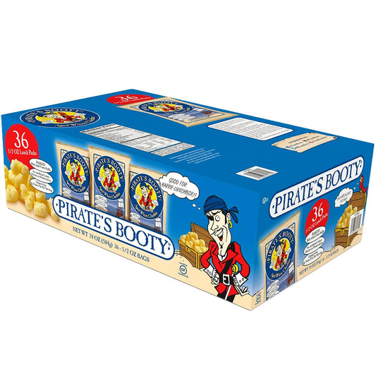 Pirate's Booty Aged Cheddar Lunch Packs, White, 0.5 Ounce- 36 Pack