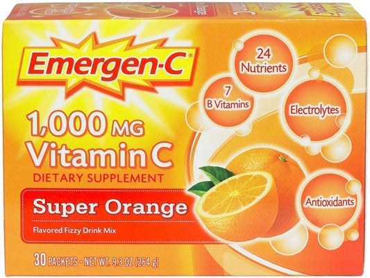 Emergen-C Super Orange Vitamin C - 30 Count (Pack of 4) (Packaging may vary)