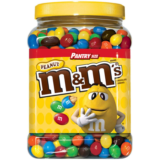 M&M'S Peanut Chocolate Candy Pantry Size Plastic Jar 62 oz. (pack of 3) A1