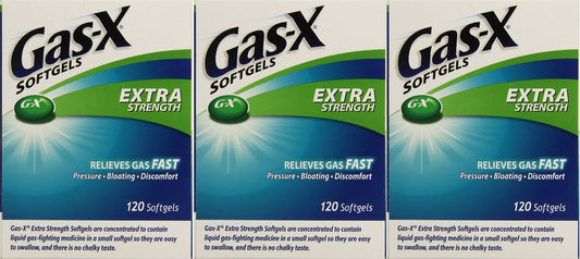 Gas-X Extra Strength Antigas Simethicone, 120 Softgels ( Family Pack of 3)