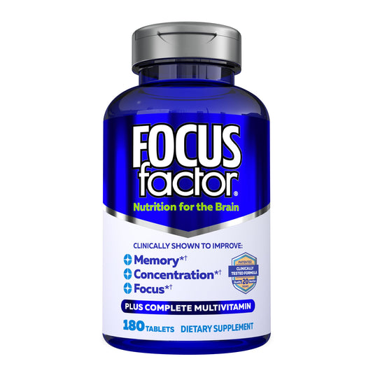 Focus Factor Brain Supplement Multivitamin Improve Memory and Clarity Boost Concentration Neuro Energy Learning Reasoning for Men and Women 180 Tablets