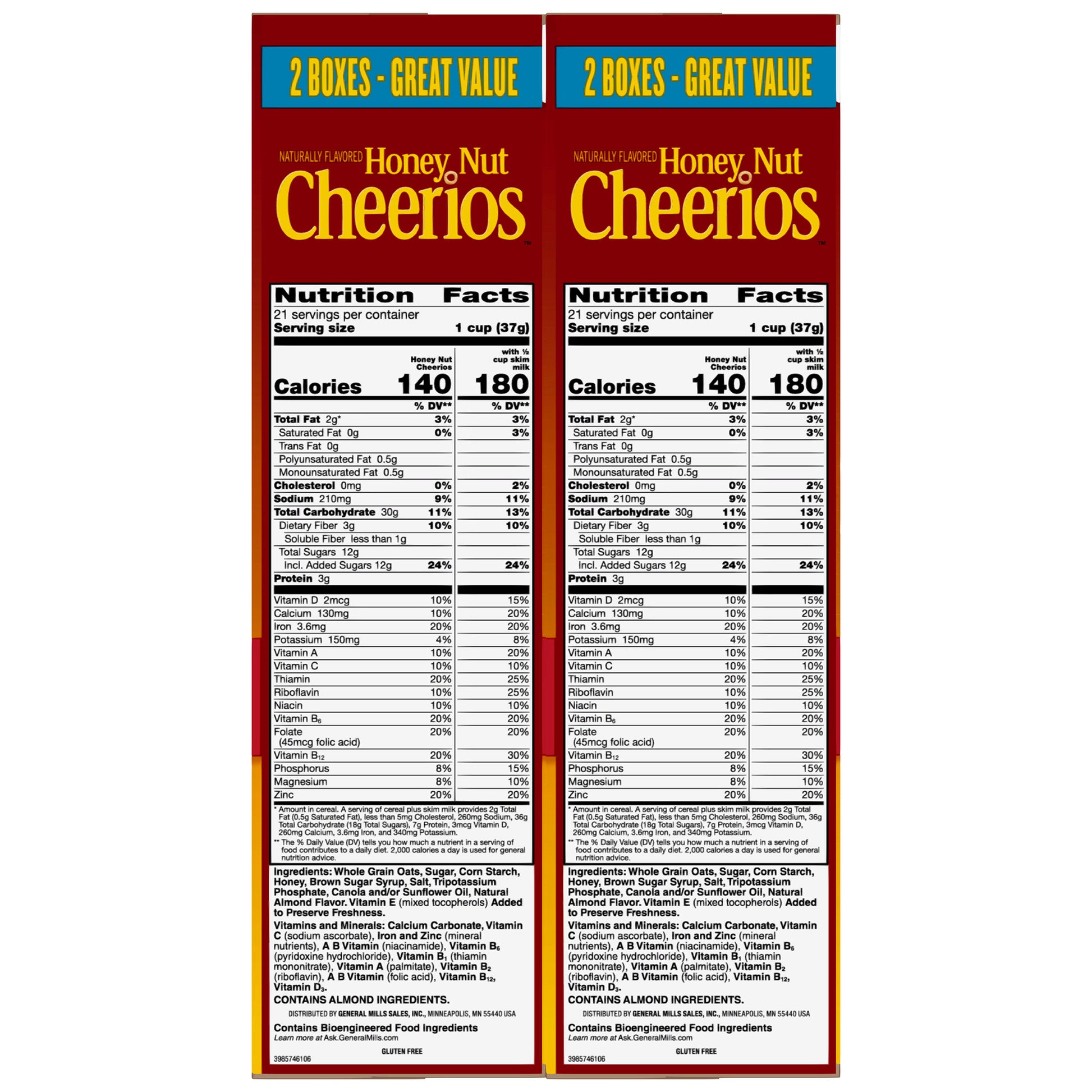 General Mills Honey Nut Cheerios 2/27.5 oz