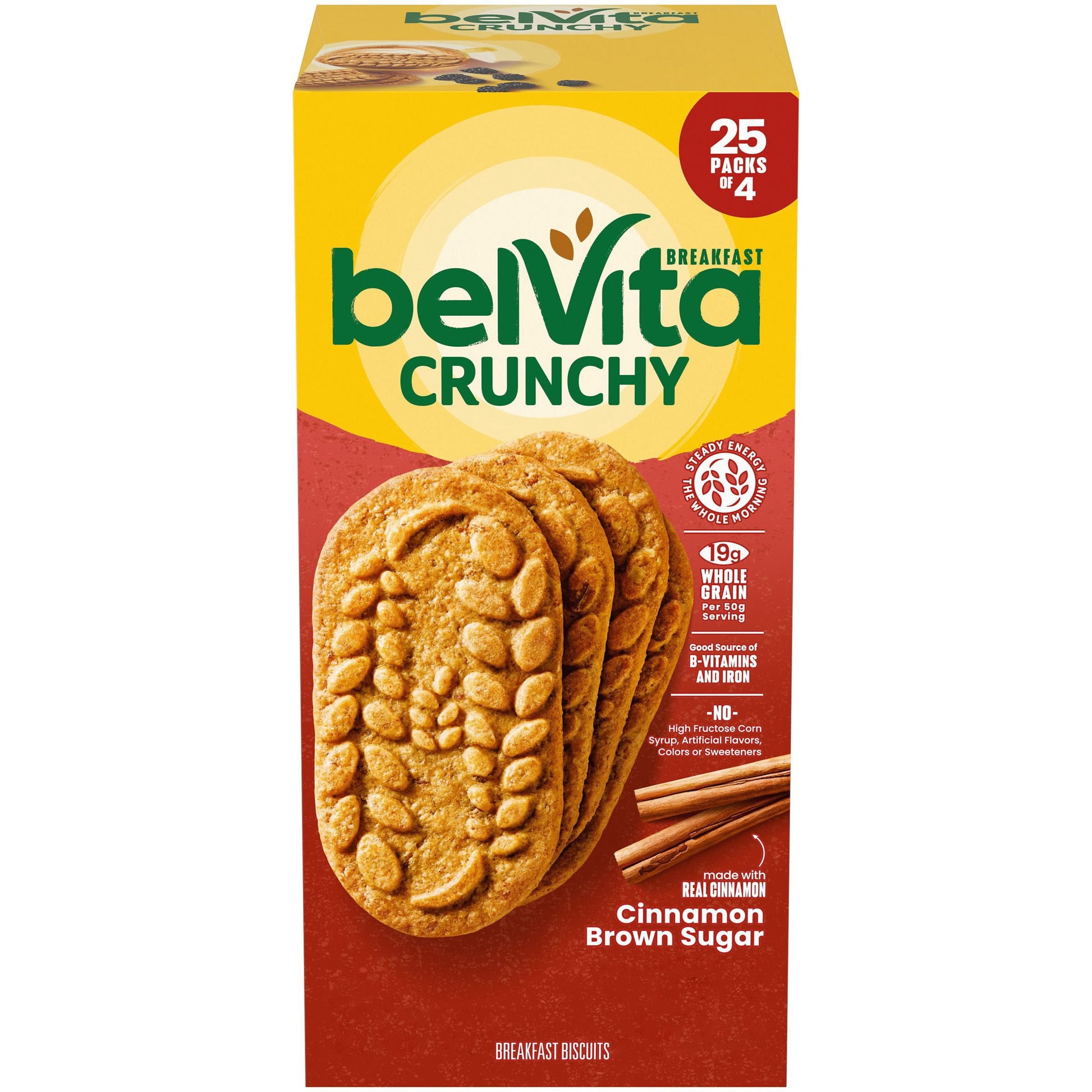 belVita Cinnamon Brown Sugar Breakfast Biscuits, 25 pk., 4 biscuits per pack