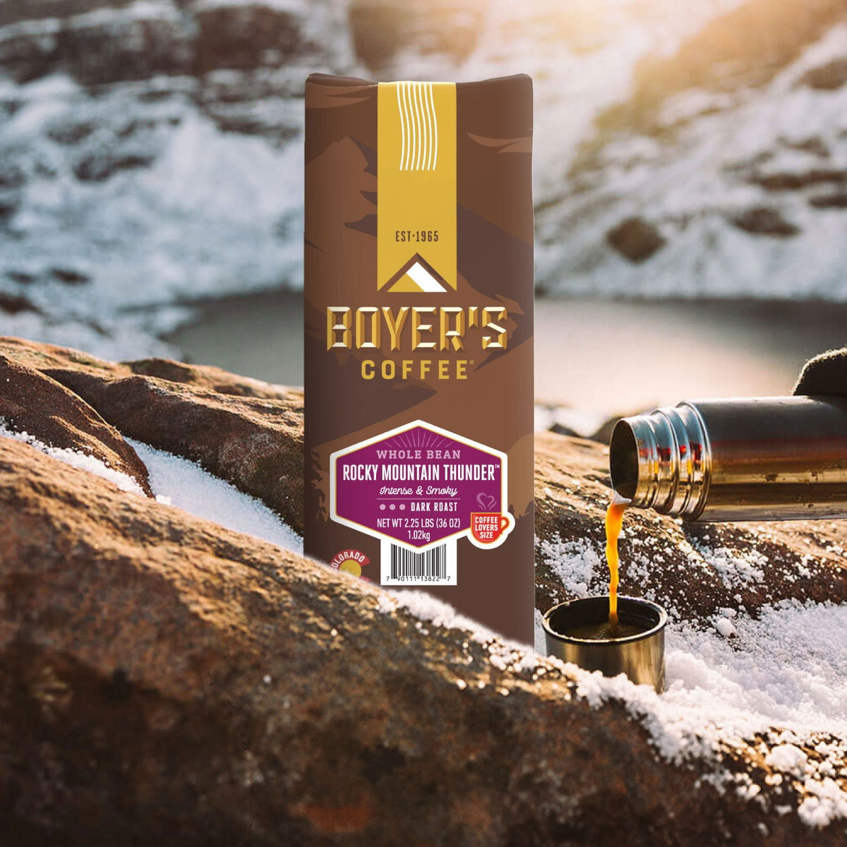 Boyer's Coffee Rocky Mountain Thunder Dark Roast Whole Bean, 36 oz.