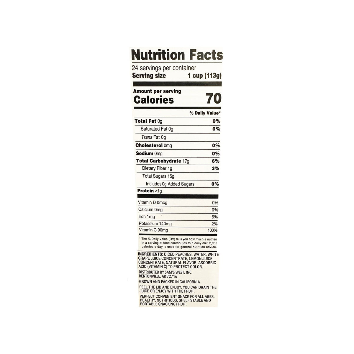 Member's Mark Diced Peach Cups, 4 oz., 24 ct.