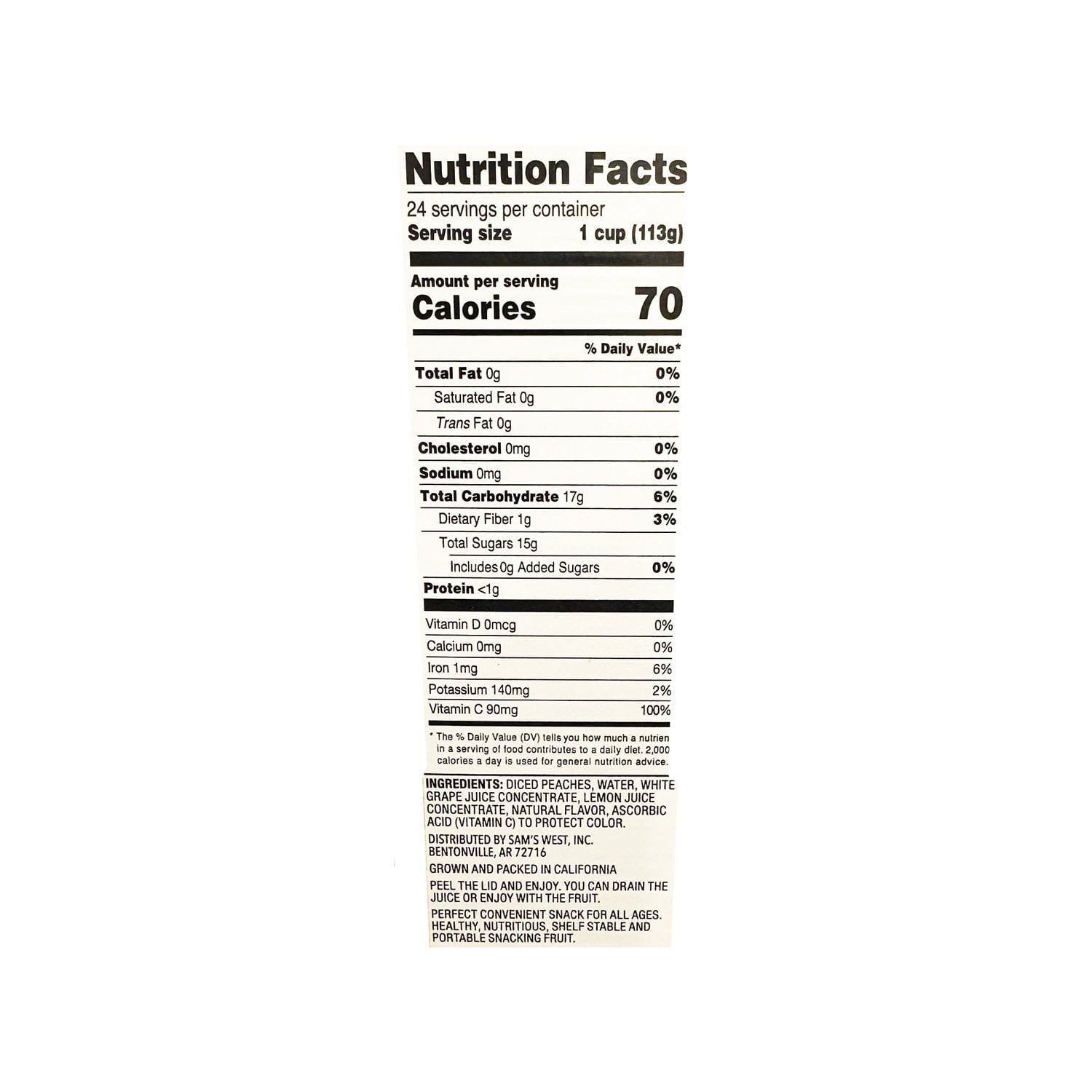 Member's Mark Diced Peach Cups, 4 oz., 24 ct.