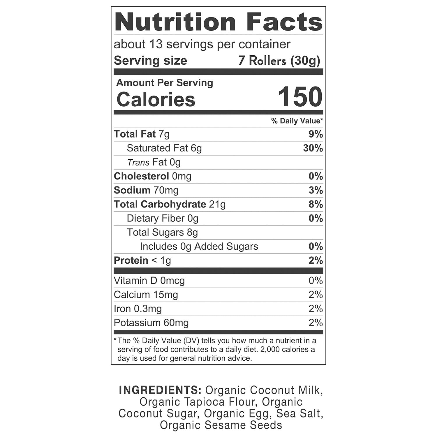 Ava Organics Coconut Crispy Rollers, 14.1 oz.