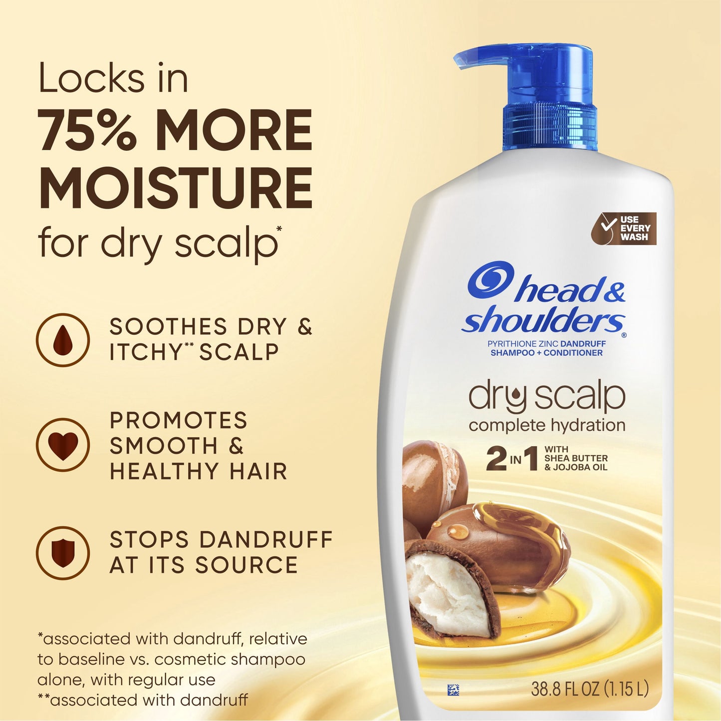 Head & Shoulders Anti-Dandruff Dry Scalp Care 2 - in - 1, Shampoo + Conditioner, Moisturizing Dry Scalp Relief, 38.8 fl. oz.