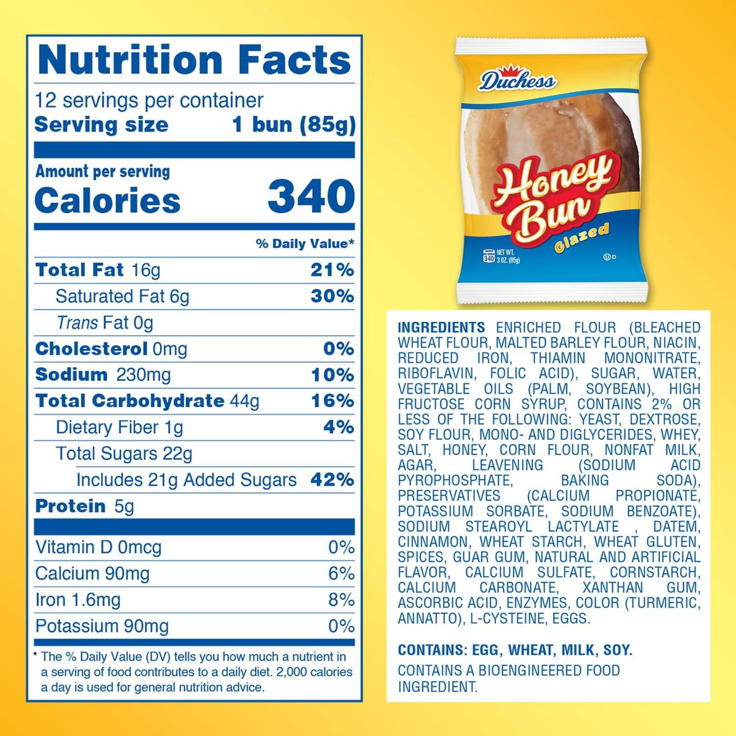Duchess Honey Buns, 3 oz., 12 pk.