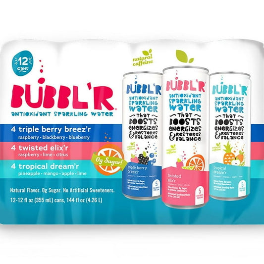 BUBBL'R Sparkling Water Variety Pack, 12 fl. oz., 12 pk.